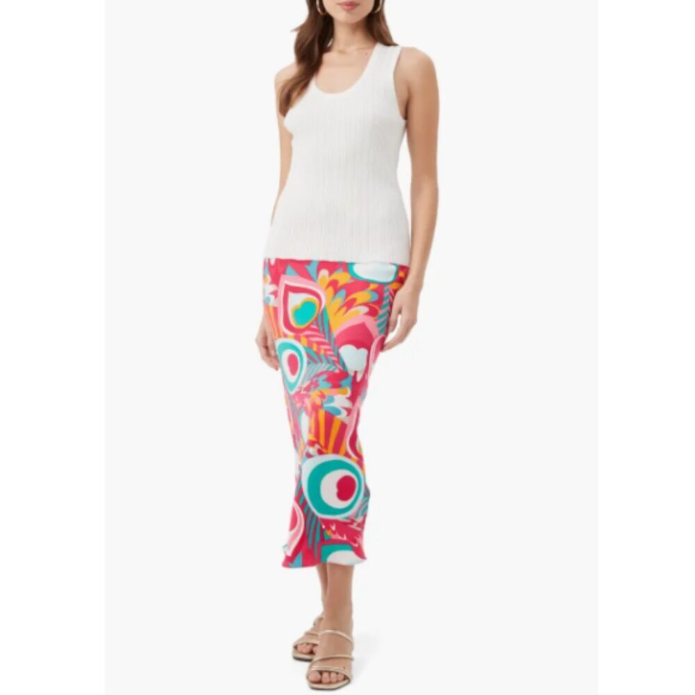Trina Turk 'Lighten Up 2' Printed Midi-Length Slip-Skirt, Multicolor
